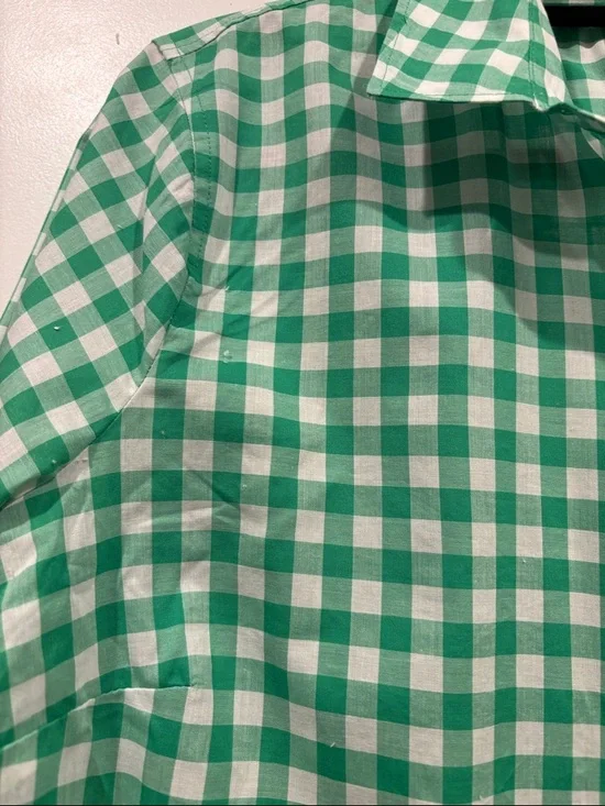 J. Crew Green and White Cotton  Gingham Button-Down Shirt - Picture 3 of 3